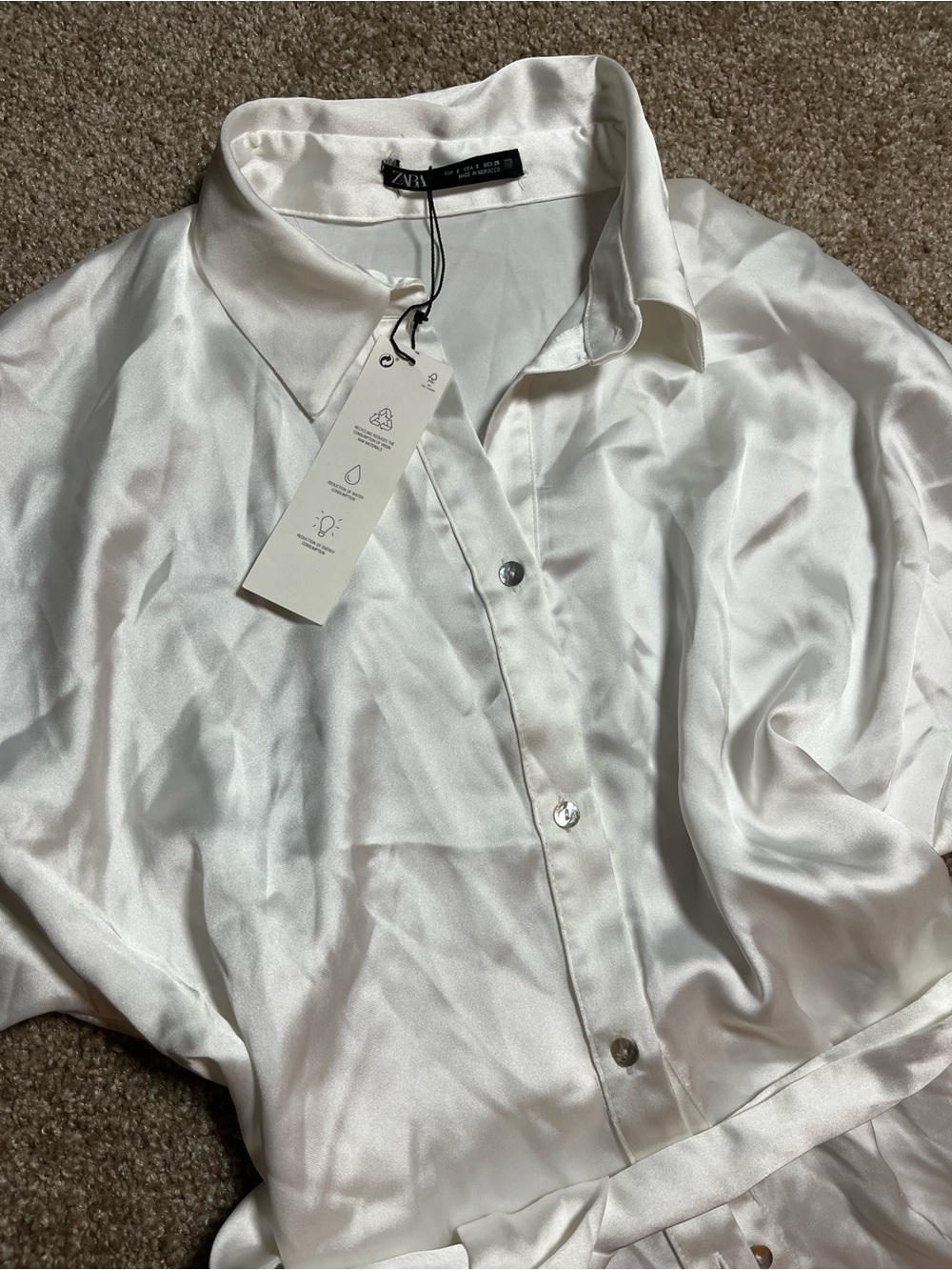Zara White Ruffle-Hem Shirt Mini Dress - Picture 11 of 12